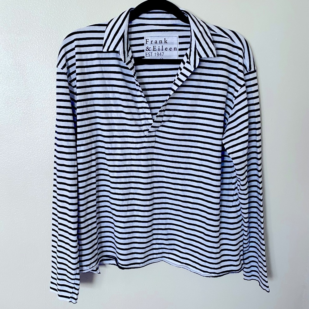 Frank & Eileen Popover Cotton Henley Top Shirt Size M